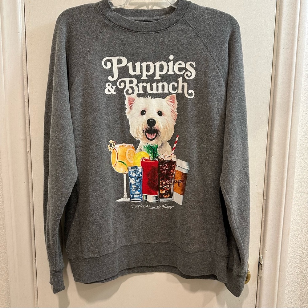 Puppies & Brunch Sweatshirts, Small, Grey, great condition! This has light wear!
